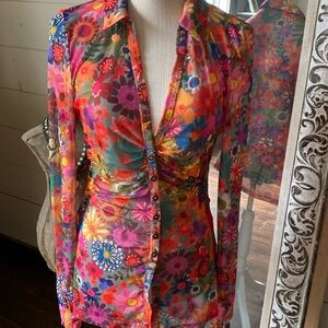 Natural life mesh button up